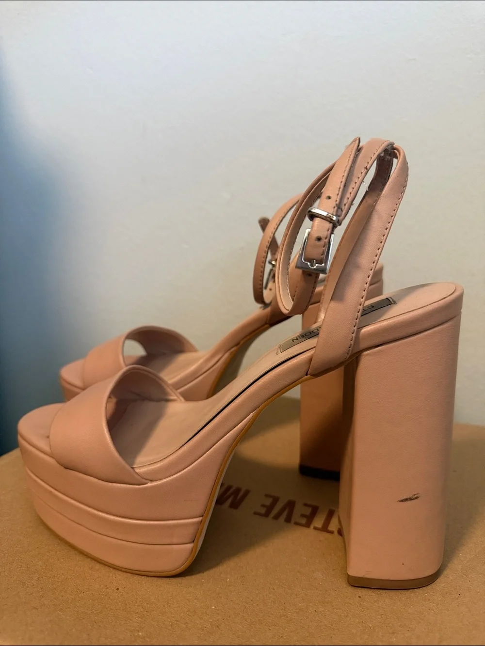 Steve Madden Nude Blush Platform Ankle-Strap Sandals